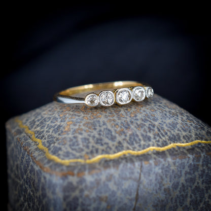 Antique Art Deco Diamond Five Stone Bezel Ring - 0.25ct