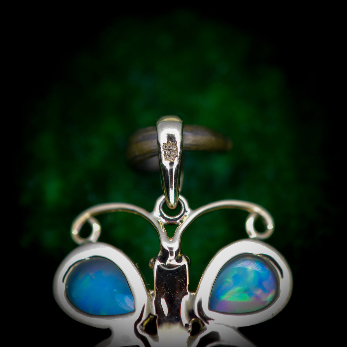 Natural Opal Butterfly 9ct Yellow Gold Pendant Charm