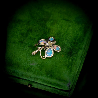Natural Opal Butterfly 9ct Yellow Gold Pendant Charm