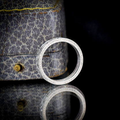 Antique Art Deco Diamond 18ct White Gold Full Eternity Wedding Band Ring - Size 6.25 / M