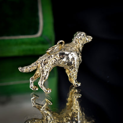 Vintage Solid 9ct Yellow Gold Dog Charm Pendant - London 1975
