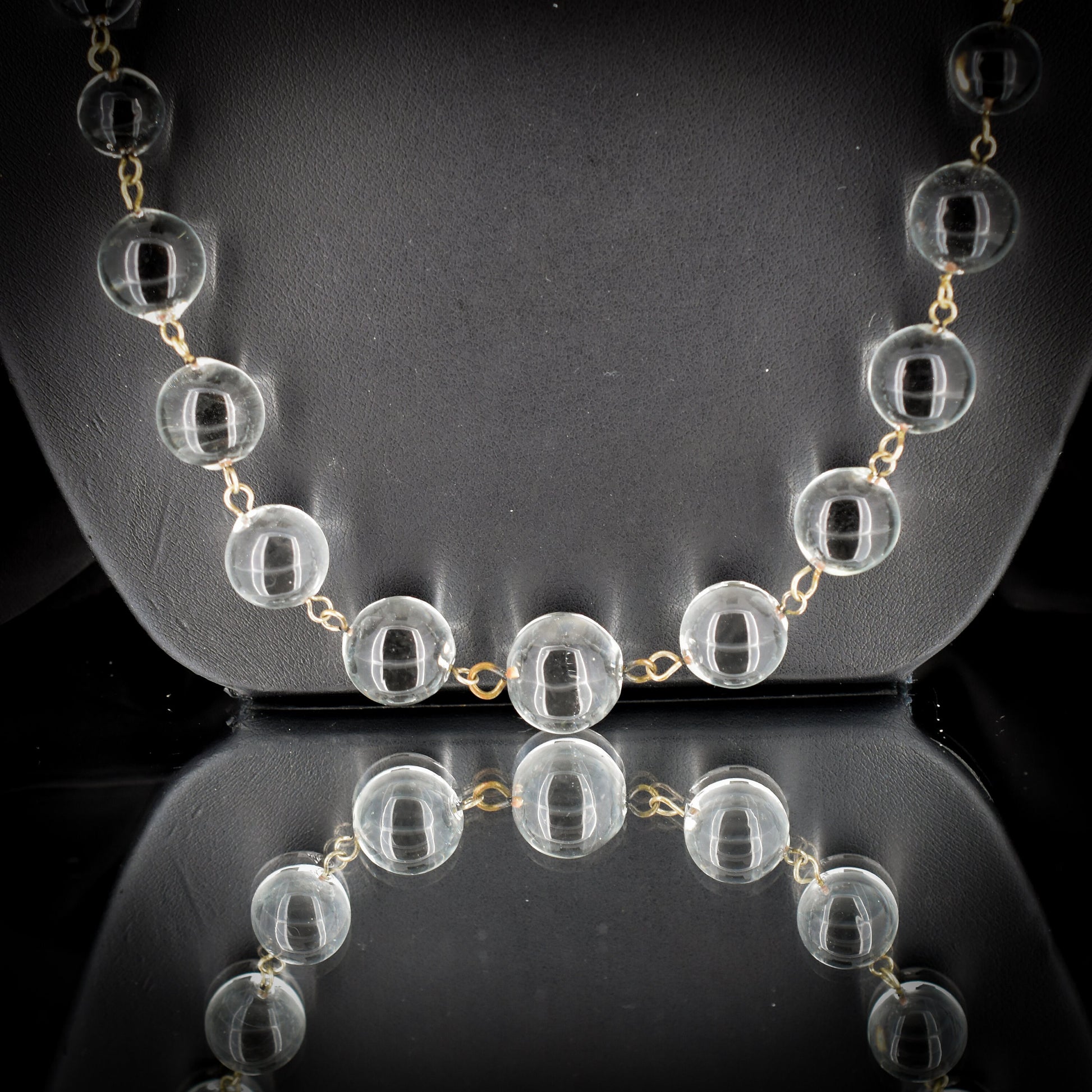 Antique Glass 'Pools of Light' Orb Necklace 21"