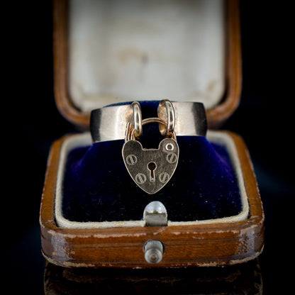 Antique Heart Padlock Drop 9ct Gold Band Ring | Birmingham 1891