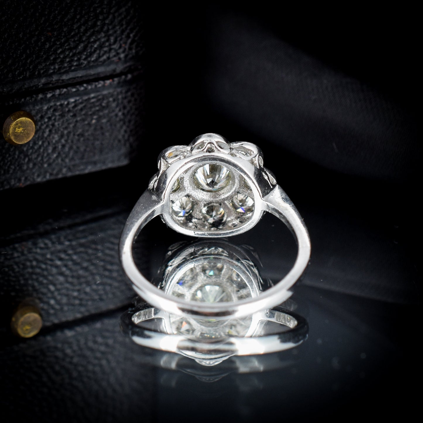 1.25ct Diamond Daisy Cluster Halo Platinum Ring | Antique Style