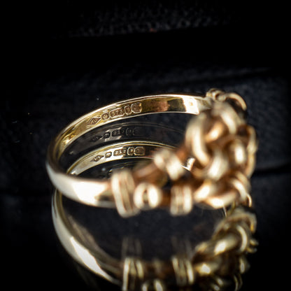 Vintage Lovers Knot 9ct Yellow Gold Ring Band | Dated 1990
