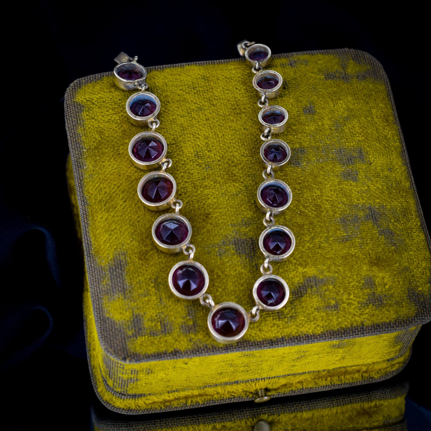Antique Amethyst Purple Paste Gold Gilt Riviere Necklace | Edwardian