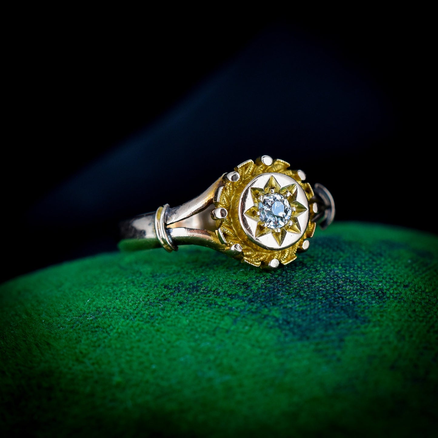 Antique Diamond Starburst Star 15ct Gold Ring