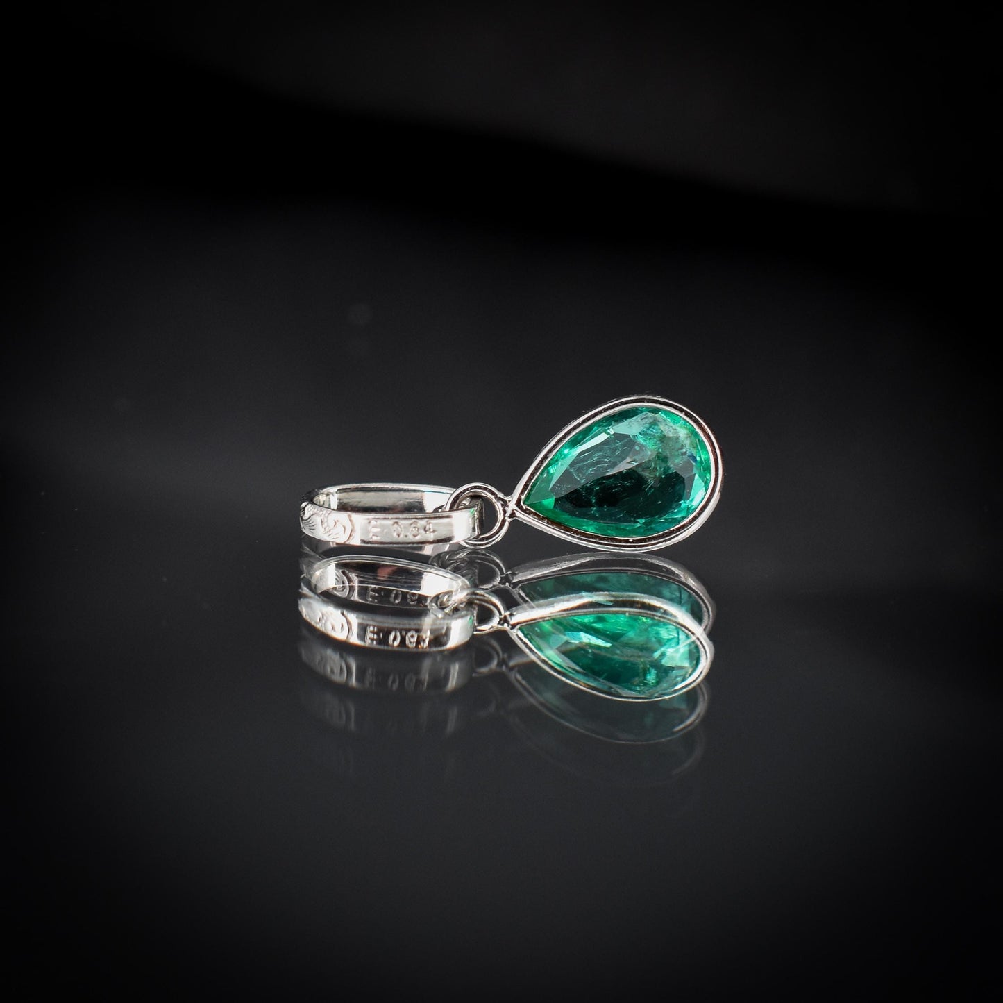 0.48ct Natural Colombian Emerald Pear Drop Platinum Pendant Charm