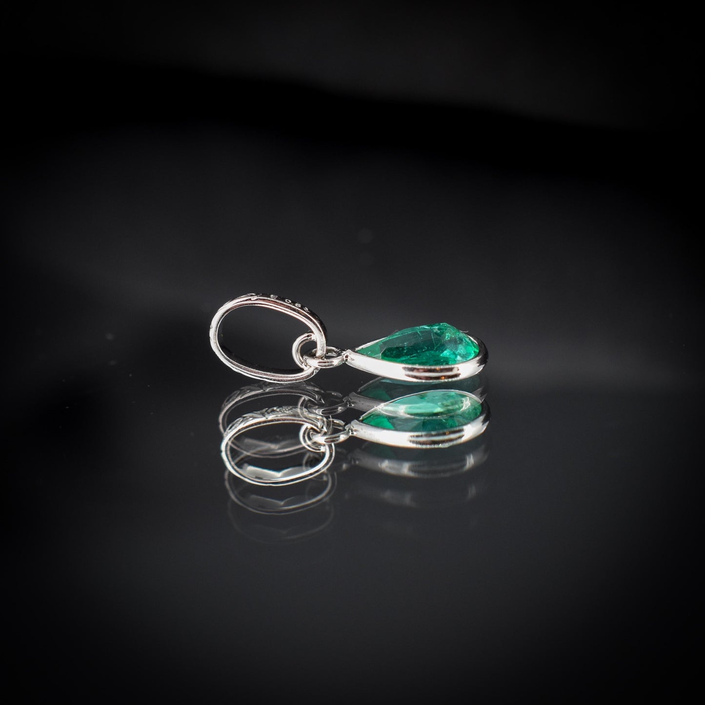 0.48ct Natural Colombian Emerald Pear Drop Platinum Pendant Charm