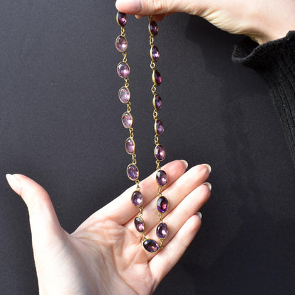 Antique Amethyst Purple Paste Gold Gilt Riviere Necklace