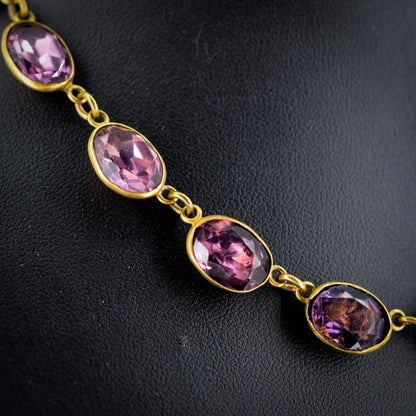 Antique Amethyst Purple Paste Gold Gilt Riviere Necklace