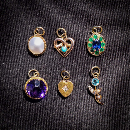 Antique Round Pearl 9ct Gold Charm Pendant