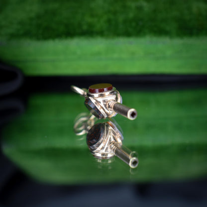 Antique 9ct Gold Sardonyx, Carnelian and Bloodstone Triple Sided Watch Key Pendant