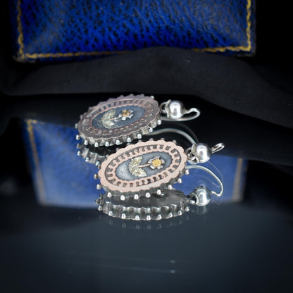 Antique Victorian Silver and Gold Aesthetic Floral Flower Earrings | Circa.1880