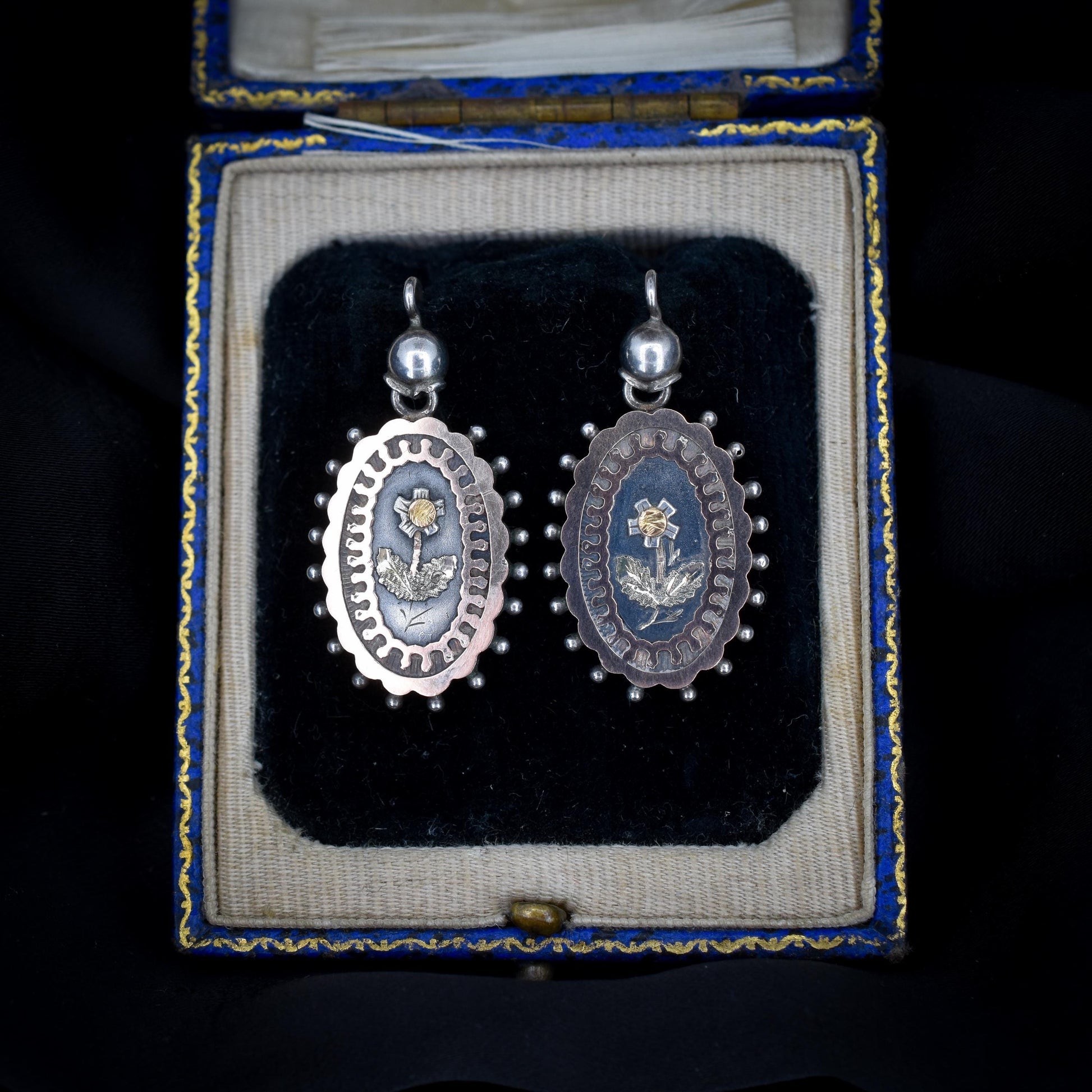 Antique Victorian Silver and Gold Aesthetic Floral Flower Earrings | Circa.1880