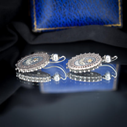 Antique Victorian Silver and Gold Aesthetic Floral Flower Earrings | Circa.1880