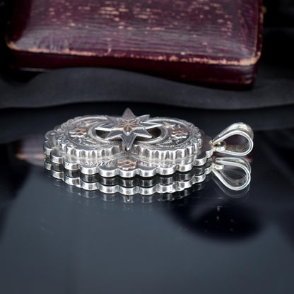Antique Victorian Aesthetic Star Floral Sterling Silver Pendant | Dated 1876
