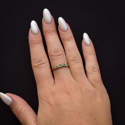 Emerald and Diamond Gold Stacking Band Ring