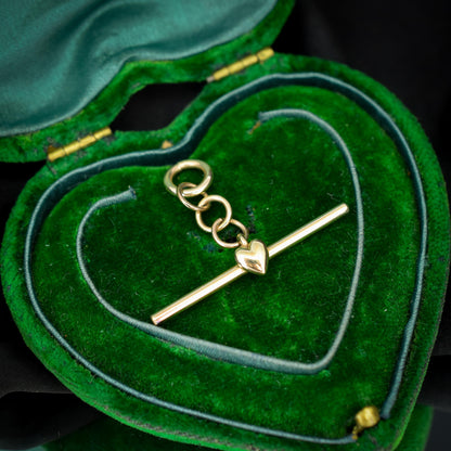 Vintage 9ct Gold Love Heart T-Bar Pendant Charm