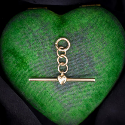 Vintage 9ct Gold Love Heart T-Bar Pendant Charm