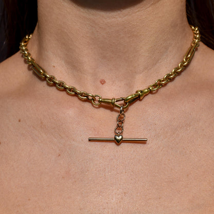 Vintage 9ct Gold Love Heart T-Bar Pendant Charm