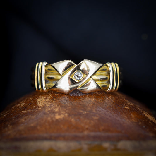 Antique Diamond 18ct Gold Kiss X Band Ring | Chester