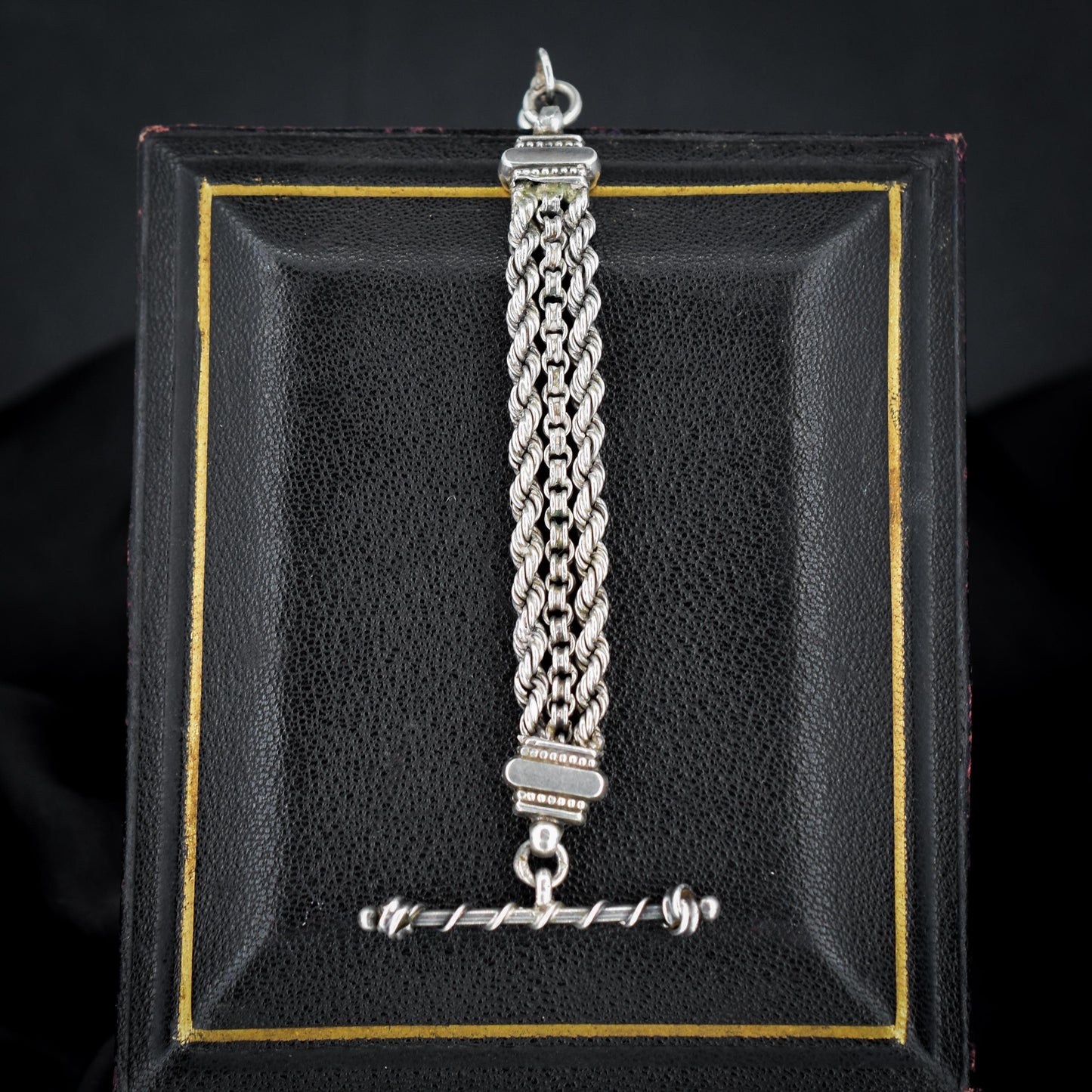 Antique Silver Multi-Strand Pendant with Dog Clip and T-bar Drop