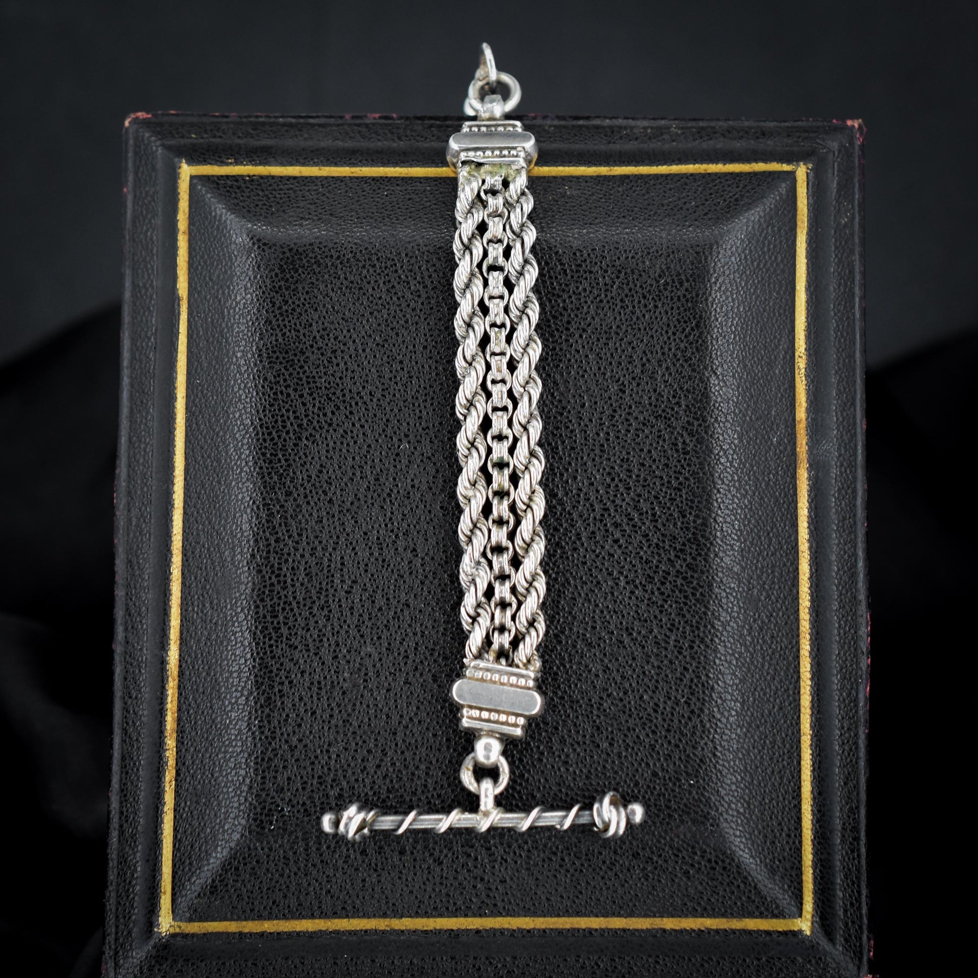 Antique Silver Multi-Strand Pendant with Dog Clip and T-bar Drop