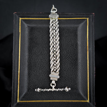 Antique Silver Multi-Strand Pendant with Dog Clip and T-bar Drop