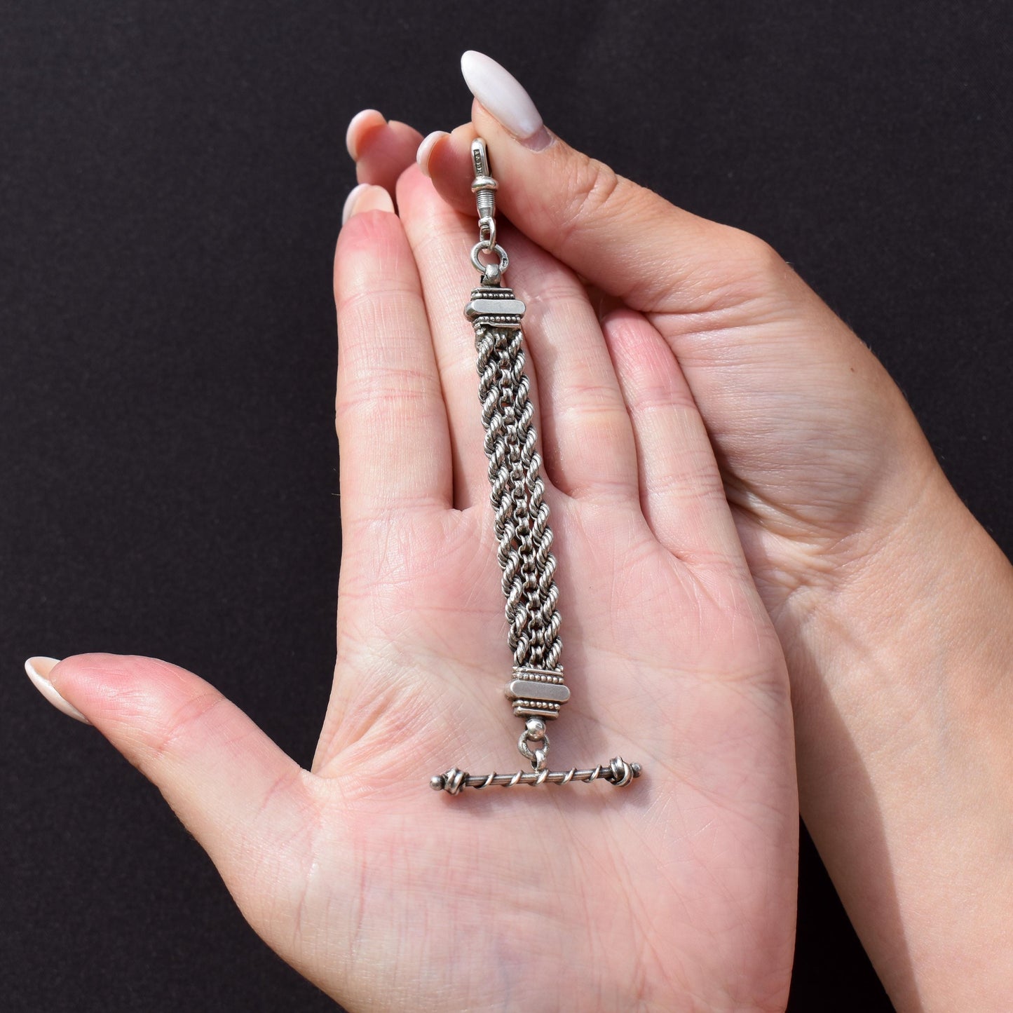 Antique Silver Multi-Strand Pendant with Dog Clip and T-bar Drop