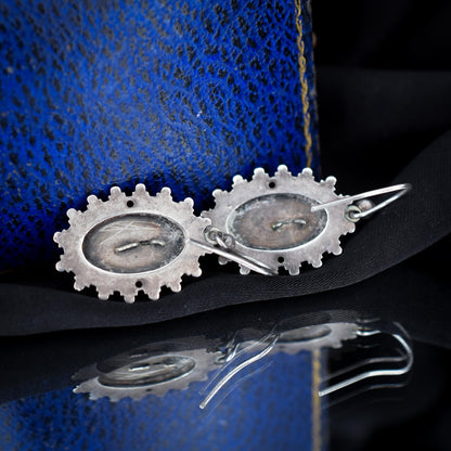 Antique Victorian Silver Aesthetic Sunflower Earrings | Circa.1880