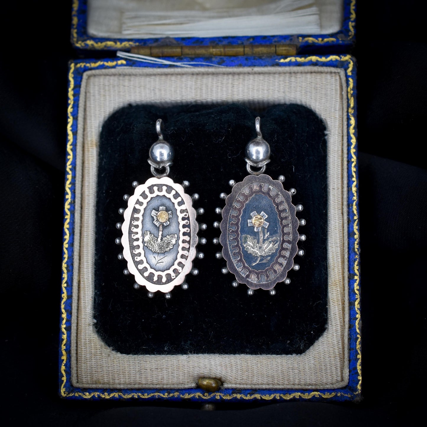 Antique Victorian Silver and Gold Aesthetic Floral Flower Earrings | Circa.1880