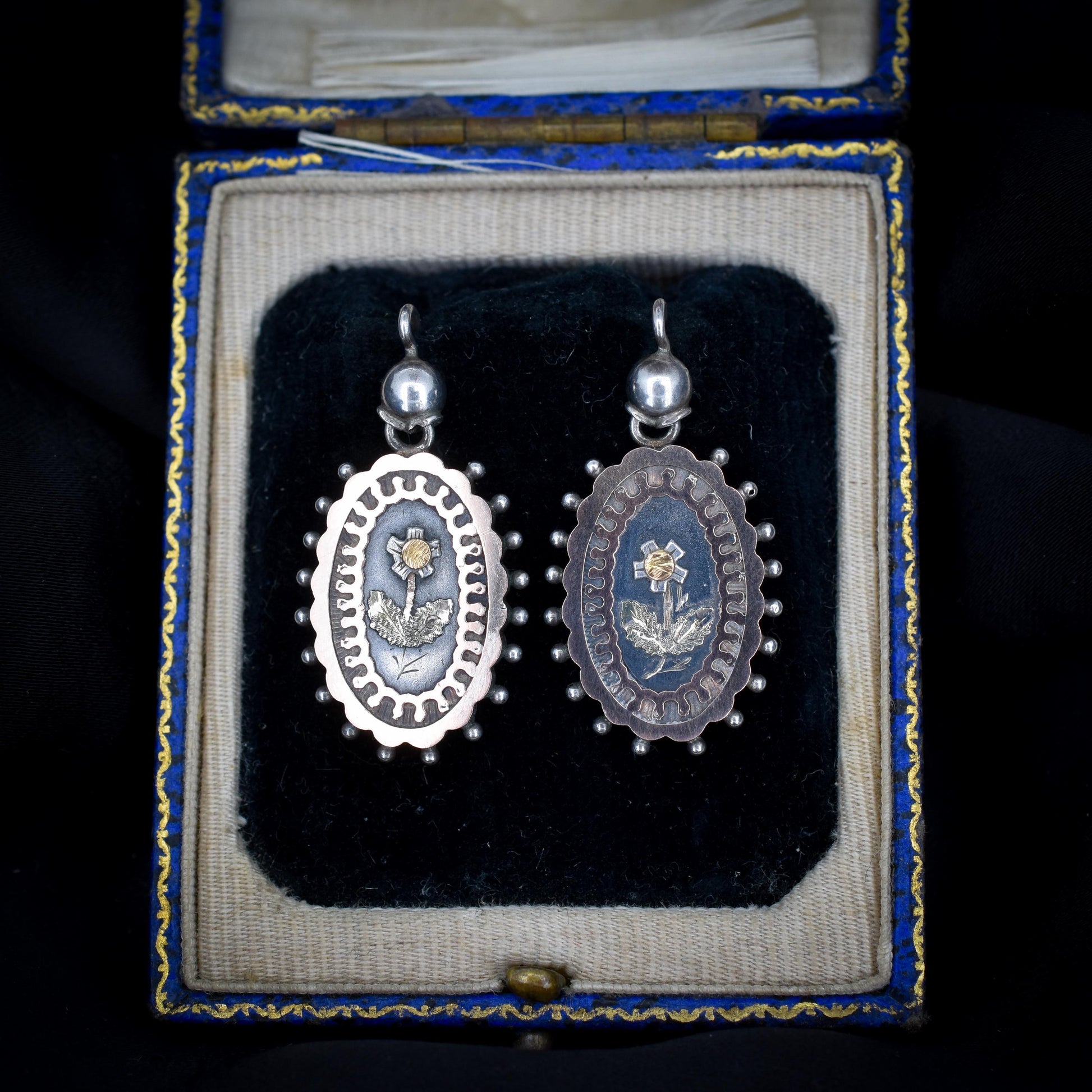 Antique Victorian Silver and Gold Aesthetic Floral Flower Earrings | Circa.1880