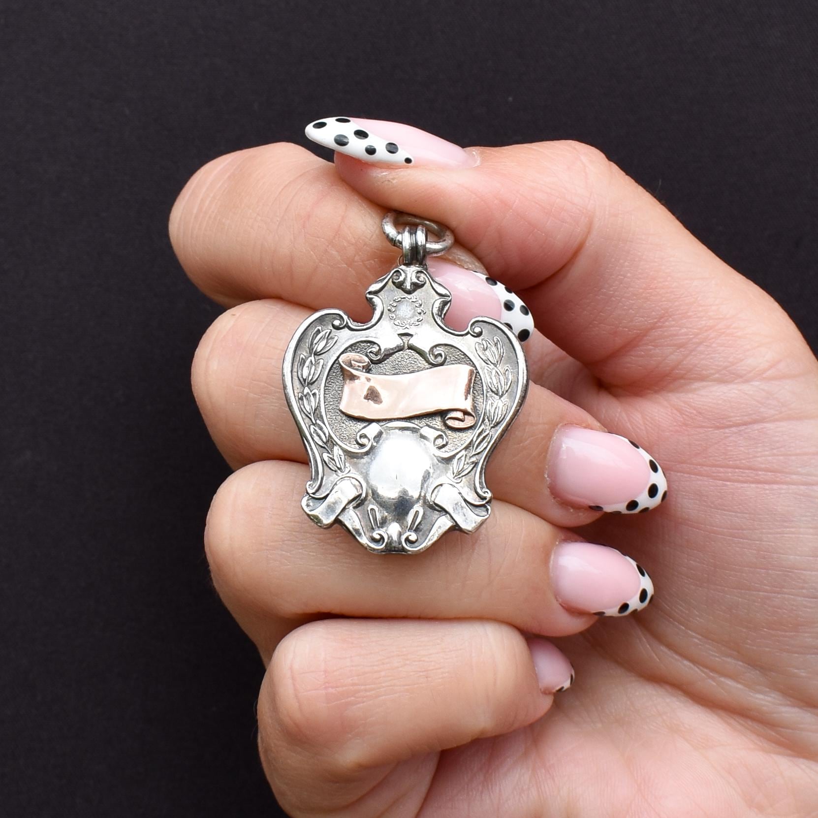 Art Deco '1929' Gold Silver Fob Medal Medallion Pendant