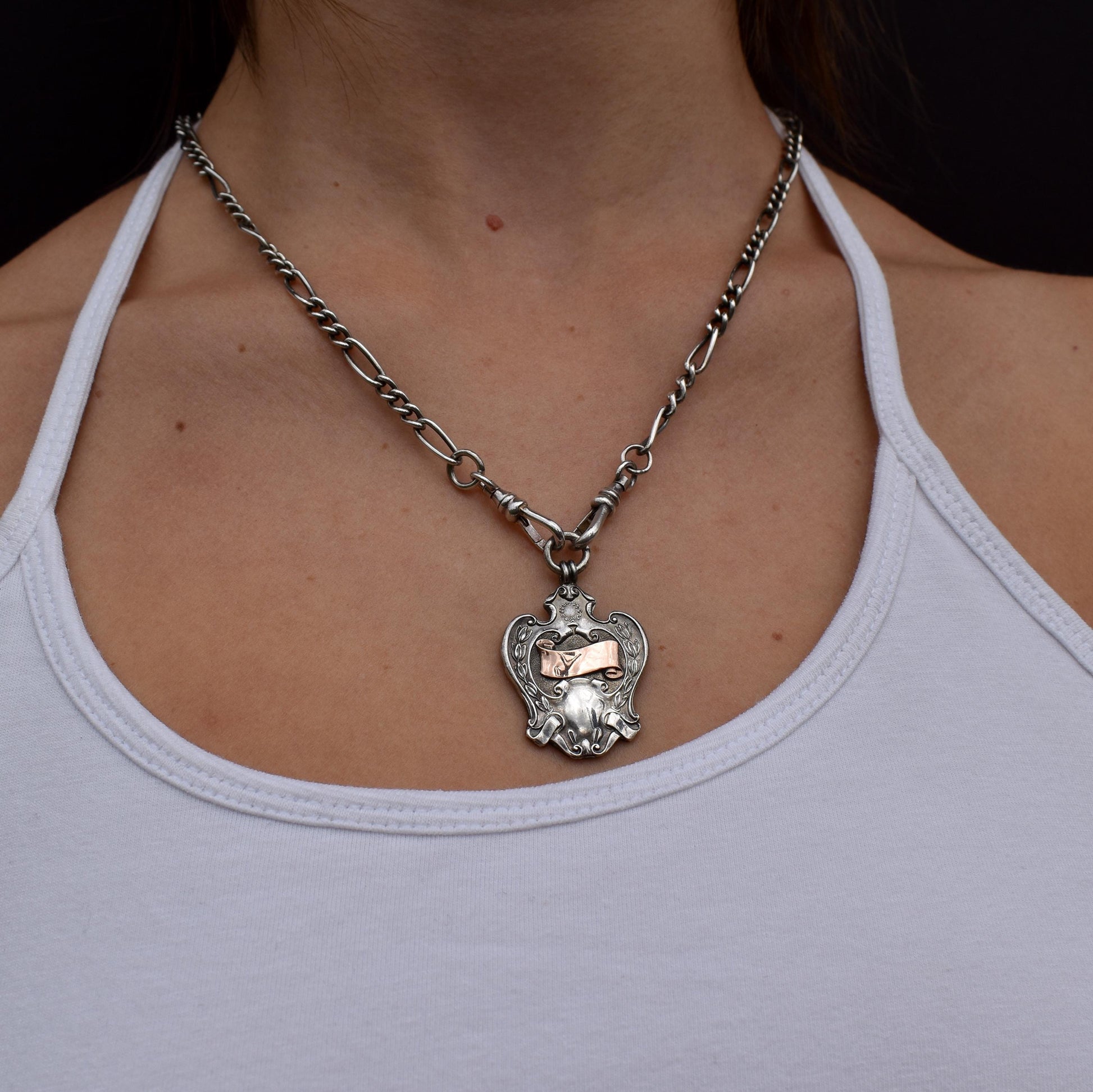 Art Deco '1929' Gold Silver Fob Medal Medallion Pendant