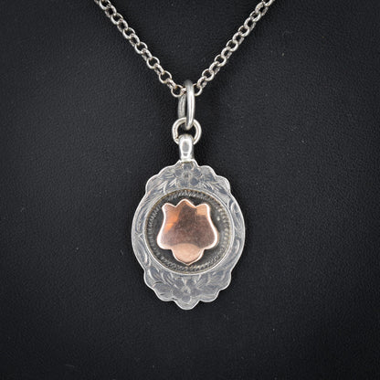 Art Deco '1931' Gold Silver Fob Medal Medallion Pendant and Chain Necklace 21"