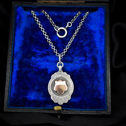 Art Deco '1931' Gold Silver Fob Medal Medallion Pendant and Chain Necklace 21"