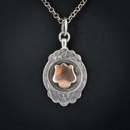 Art Deco '1931' Gold Silver Fob Medal Medallion Pendant and Chain Necklace 21"
