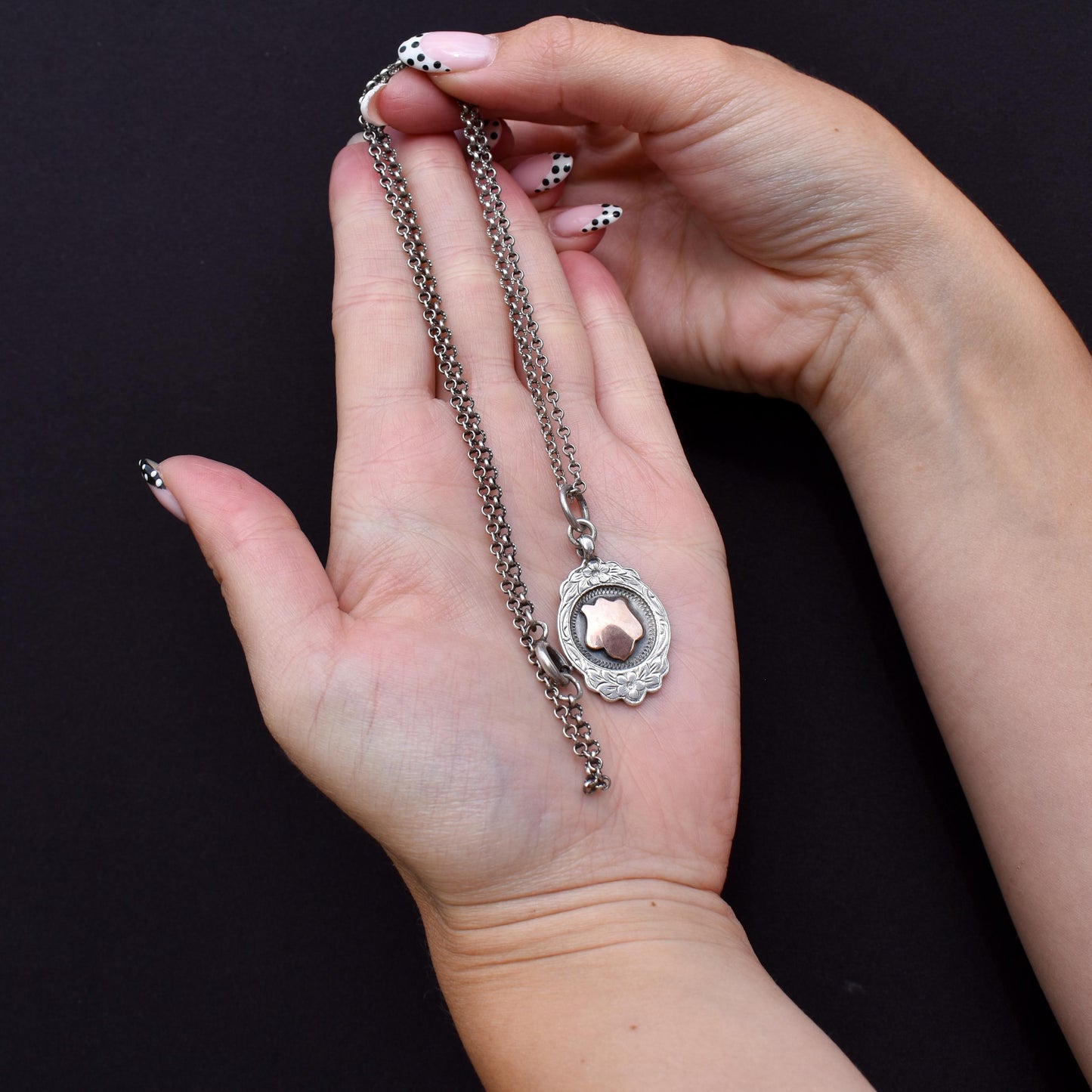 Art Deco '1931' Gold Silver Fob Medal Medallion Pendant and Chain Necklace 21"