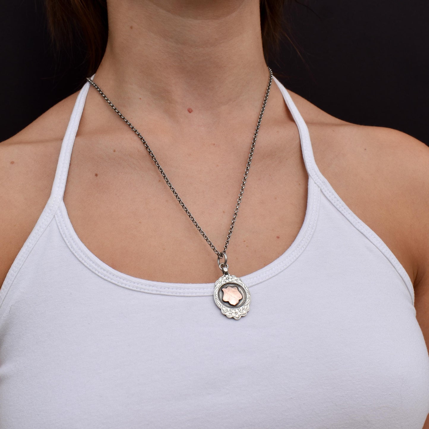 Art Deco '1931' Gold Silver Fob Medal Medallion Pendant and Chain Necklace 21"