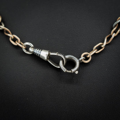 Antique French Niello Silver and Gold Fancy Link Chain Necklace | 16.5"