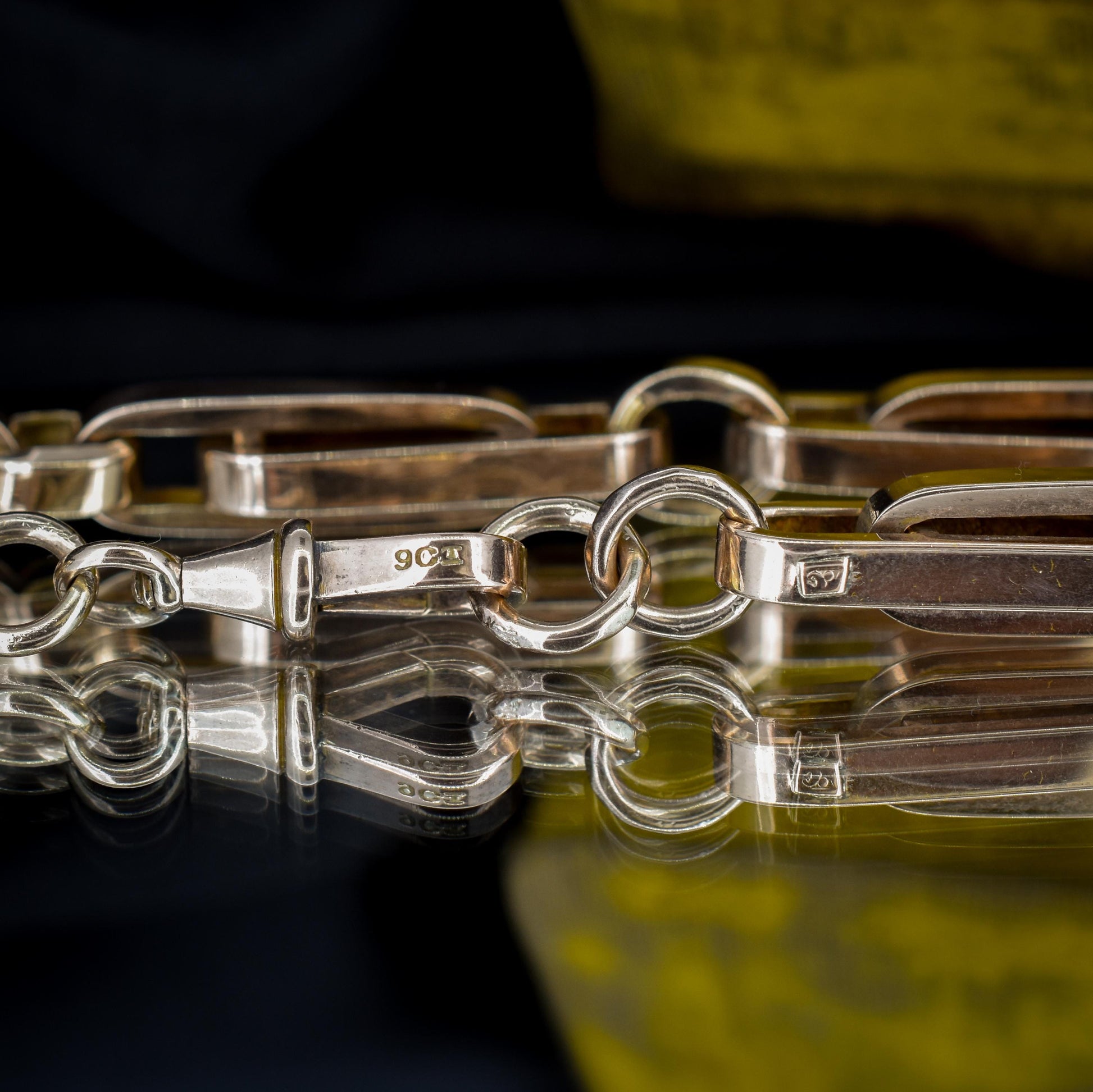 Antique 18" 9ct Gold Chunky Bar Trombone Link Chain Necklace