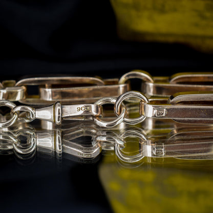 Antique 18" 9ct Gold Chunky Bar Trombone Link Chain Necklace