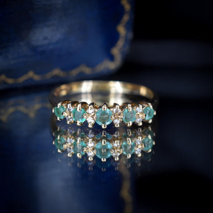 Emerald and Diamond Gold Stacking Band Ring