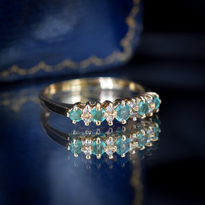 Emerald and Diamond Gold Stacking Band Ring