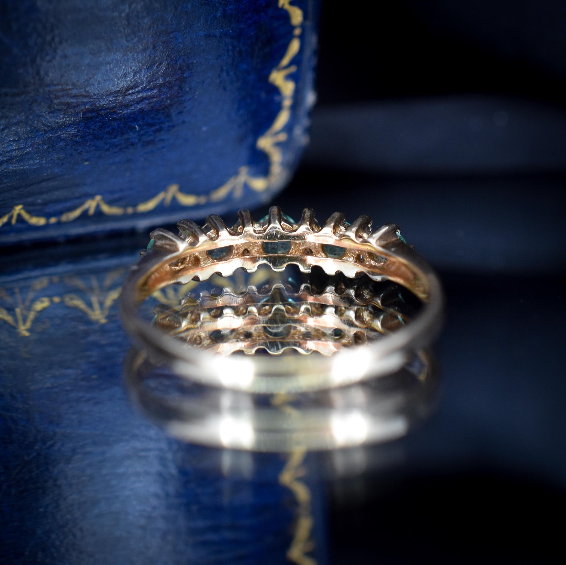 Emerald and Diamond Gold Stacking Band Ring