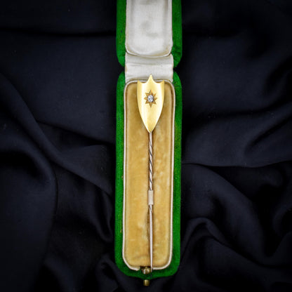 Antique Victorian Old-Cut Diamond 18ct Gold Stick Pin