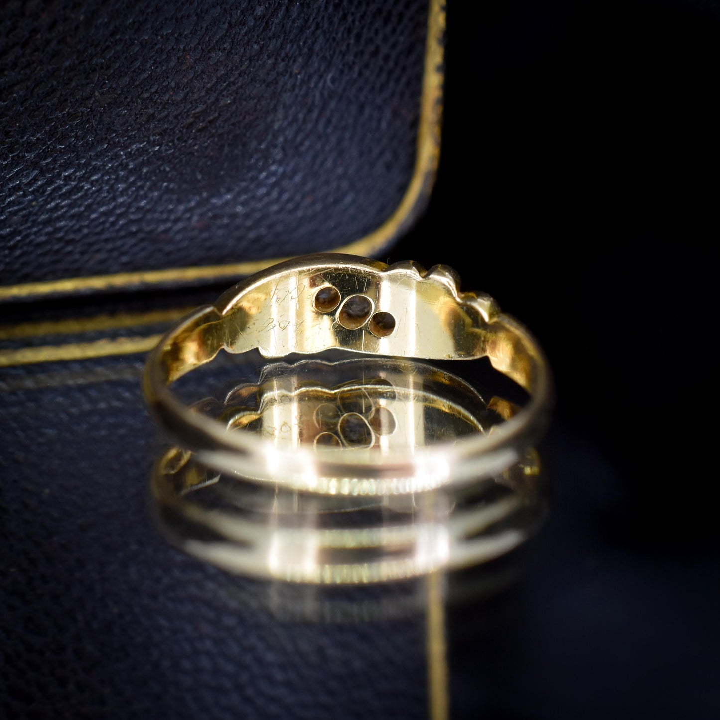 Antique Diamond Three Stone 18ct Gold Ring Band | Dated 1899