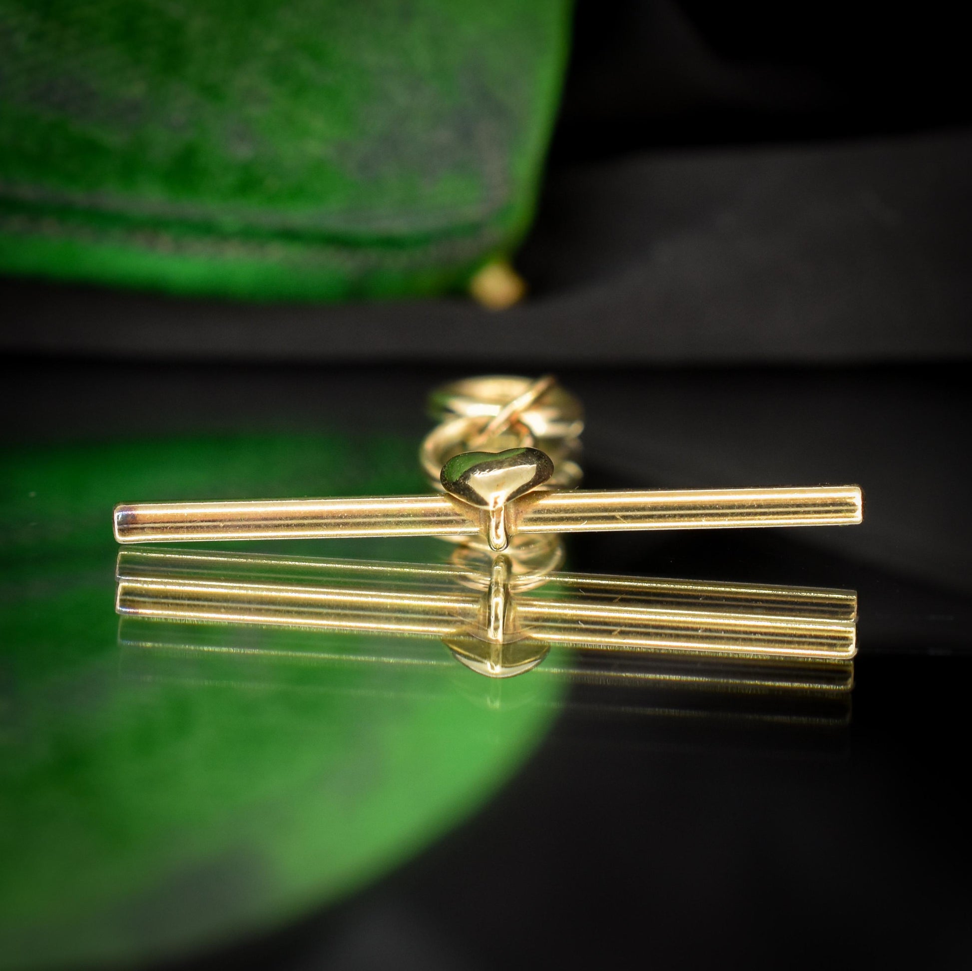 Vintage 9ct Gold Love Heart T-Bar Pendant Charm