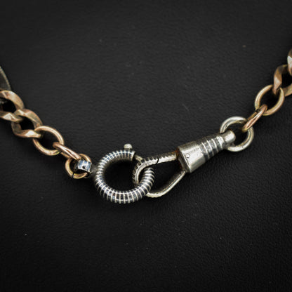 Antique French Niello Silver and Gold Fancy Link Chain Necklace | 17.75"